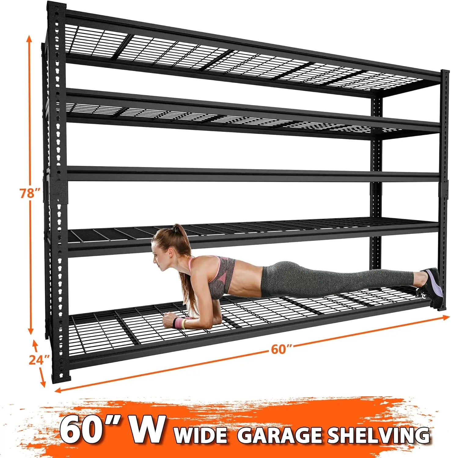 Hausvita Storage Shelves Heavy Duty, 48" L x 18" W x 72" H Garage Wire Shelving Unit Loads 2000LBS, 5-tier Adjustable Metal Industrial Utility Shelf Rack for Kitchen, Laundry Room, Pantry, Warehouse, Basement 