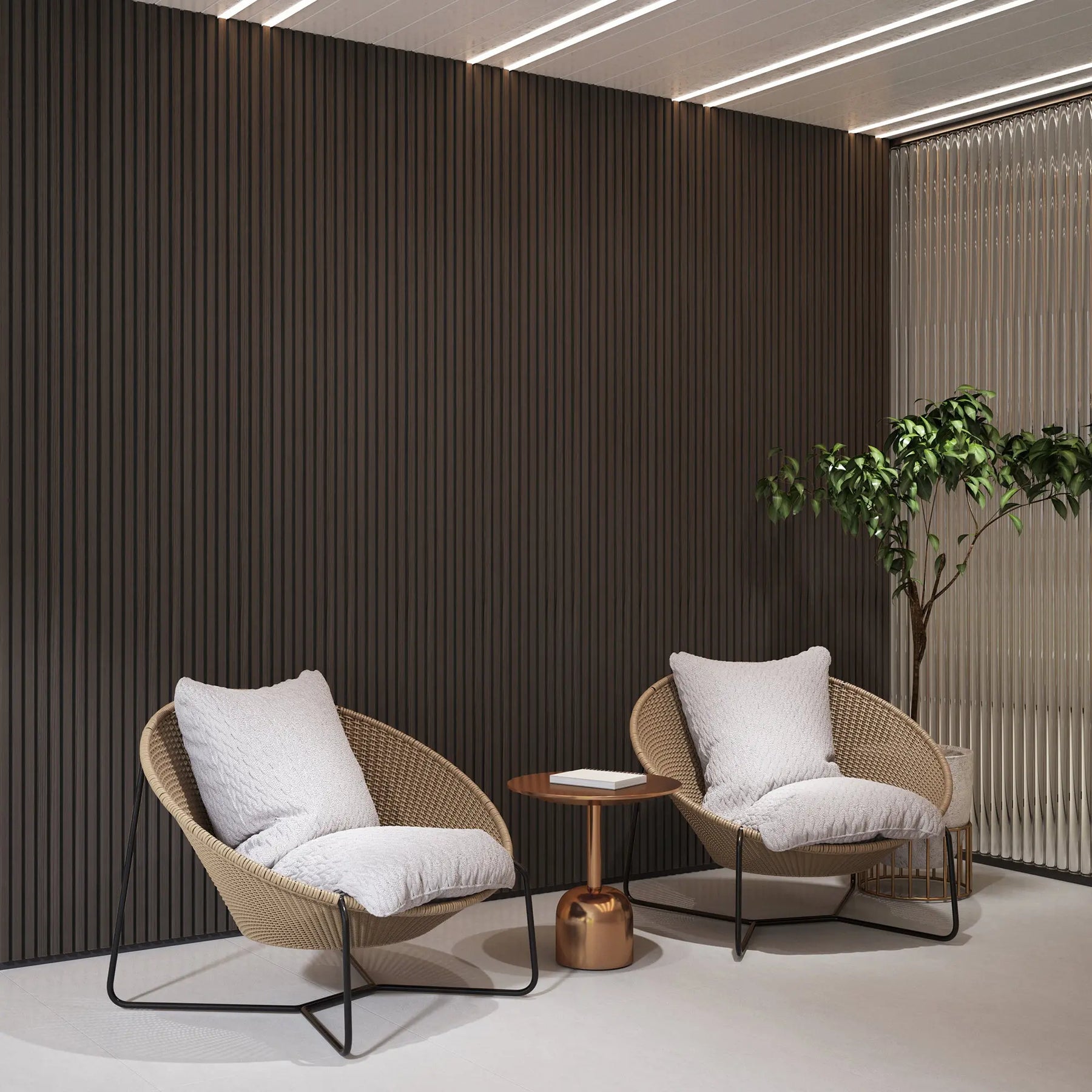 Acoustic Solid Wood Slat Wall Panels: Luxury Smoked Walnut Design ...