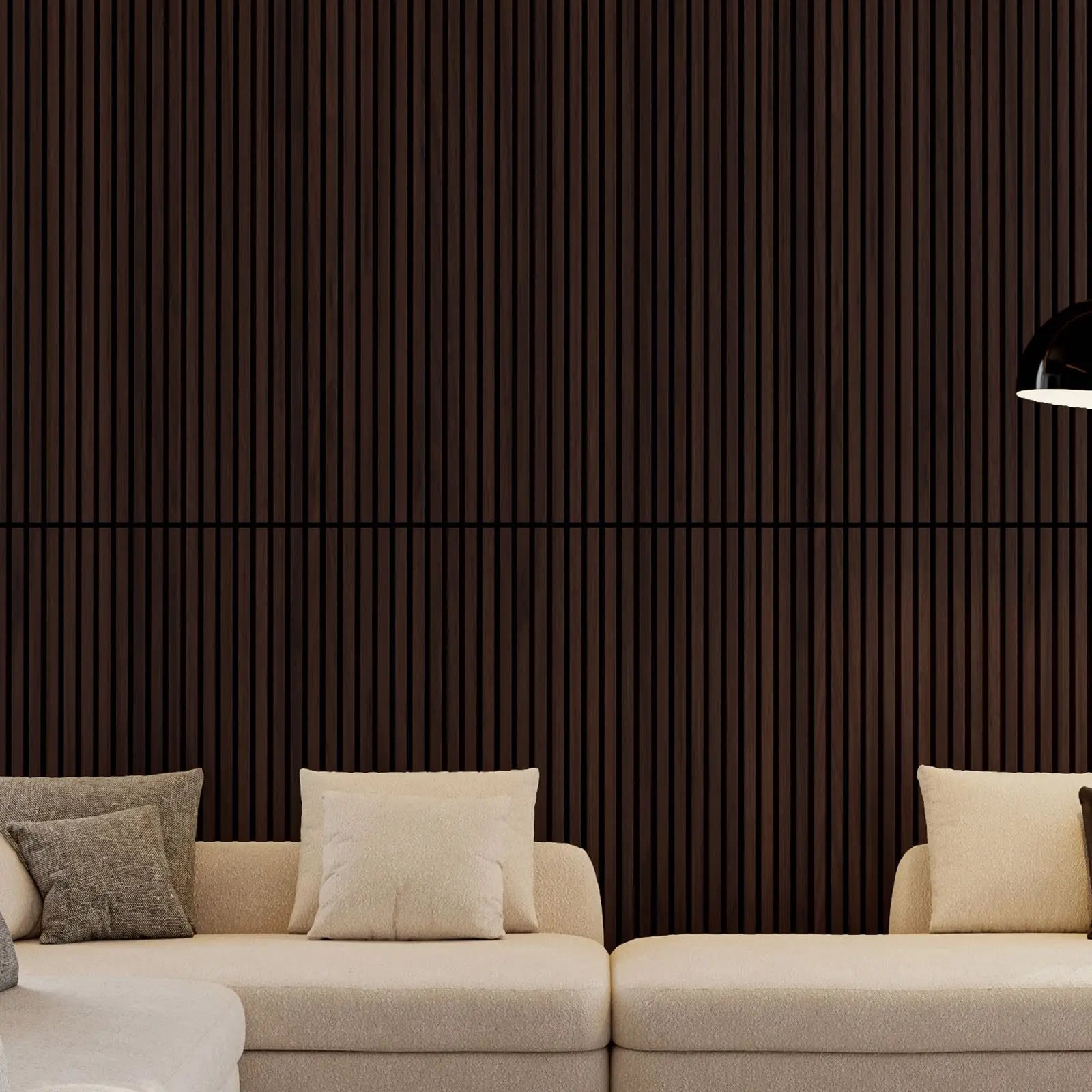 MDF Dark Walnut Acoustic Slat Wood Wall Panels 