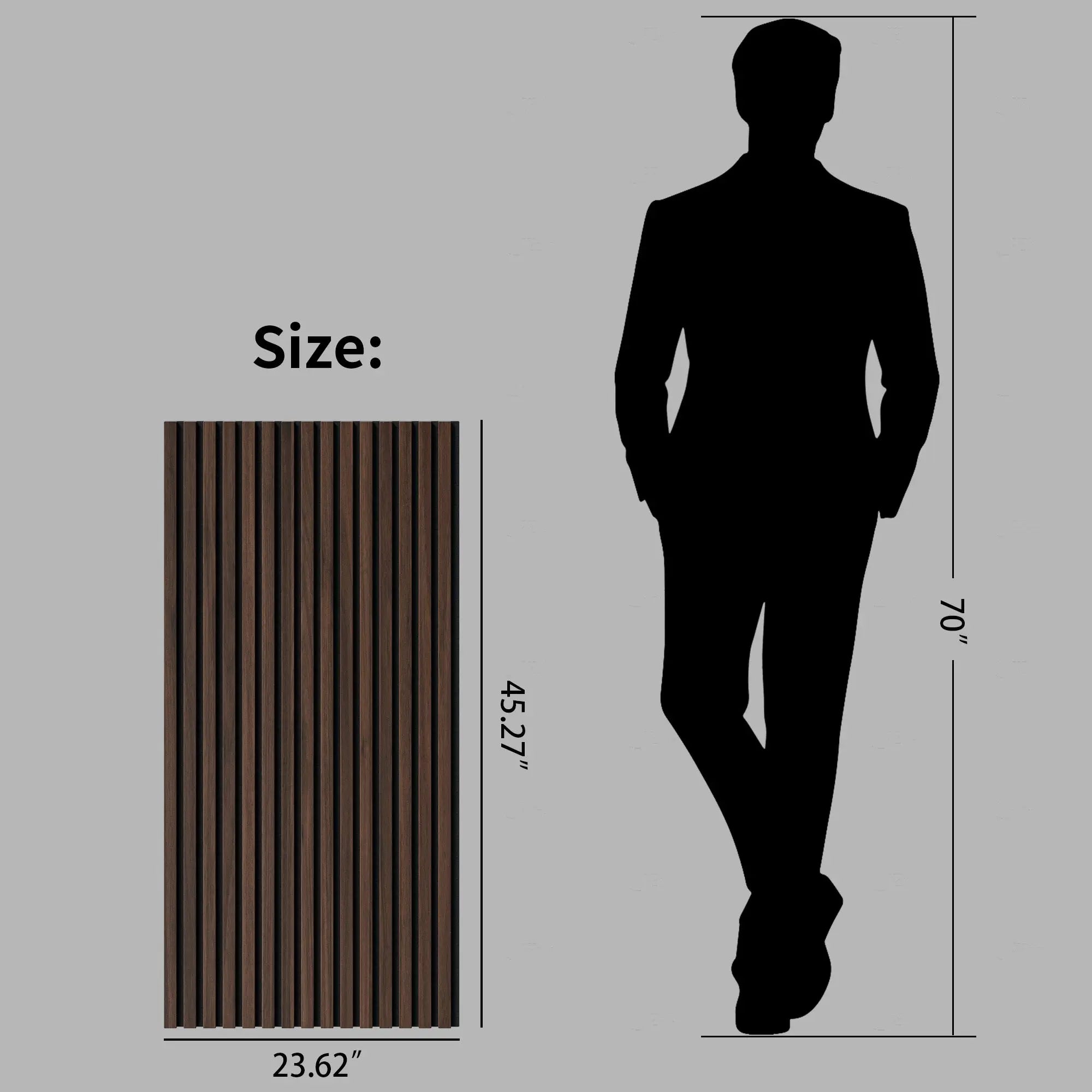 MDF Dark Walnut Acoustic Slat Wood Wall Panels（4PC） 