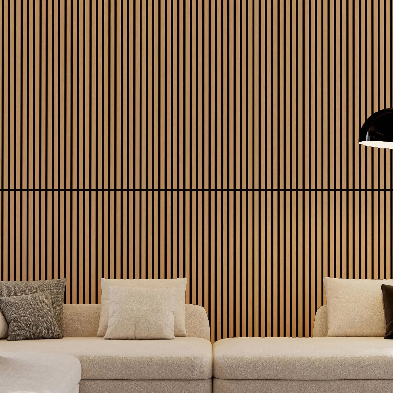 MDF White Oak Acoustic Slat Wood Wall Panels with 3 Sides Fully Wrapped 