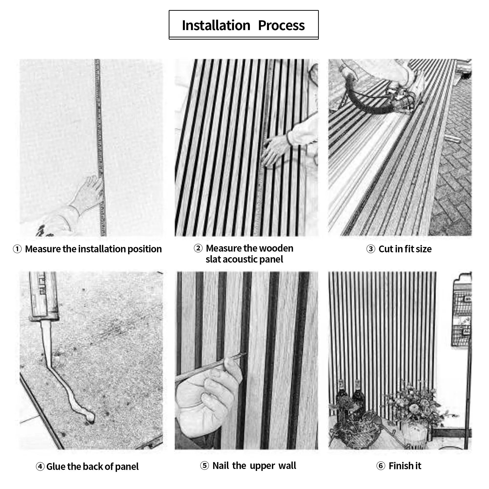 MDF White Oak Acoustic Slat Wood Wall Panels（4PC） 