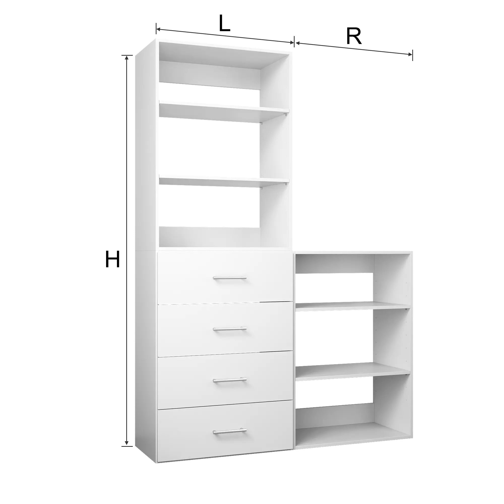 Modular Wardrobe System With 4 Drawers 