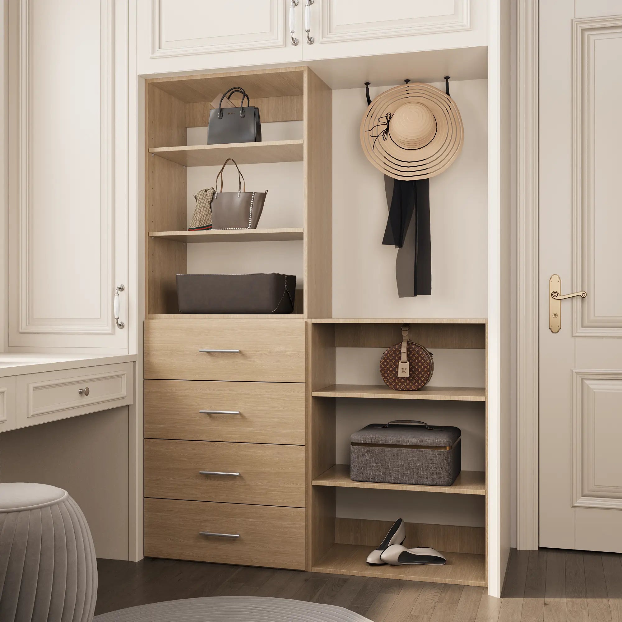 Modular Wardrobe System With 4 Drawers 