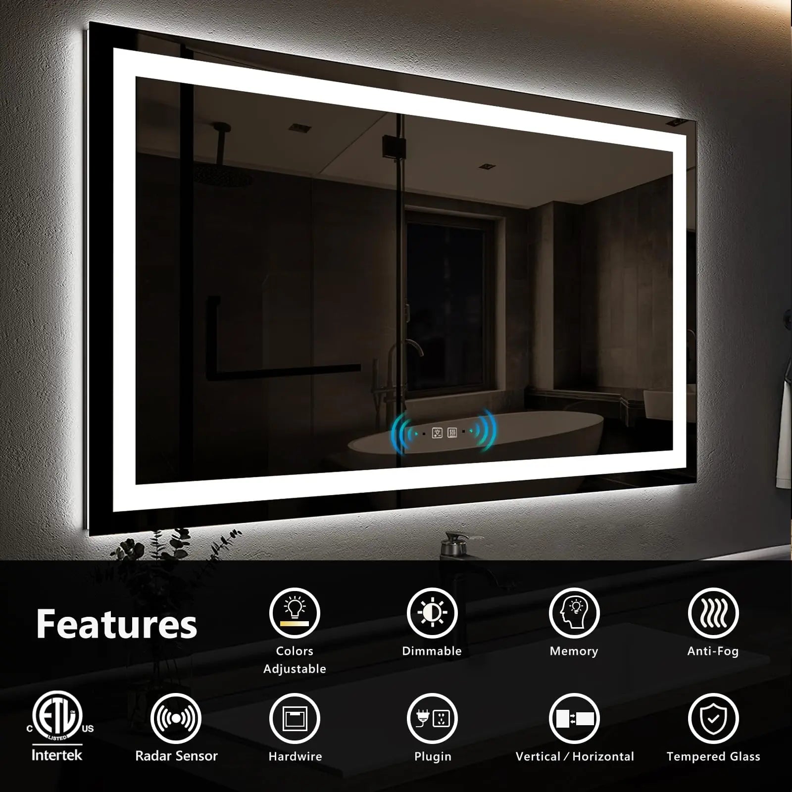 Motion Sensor Frameless LED Smart Bathroom Mirror 