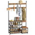 【New】Multifunctional Industrial Coat Rack With Padded Shoe Bench 