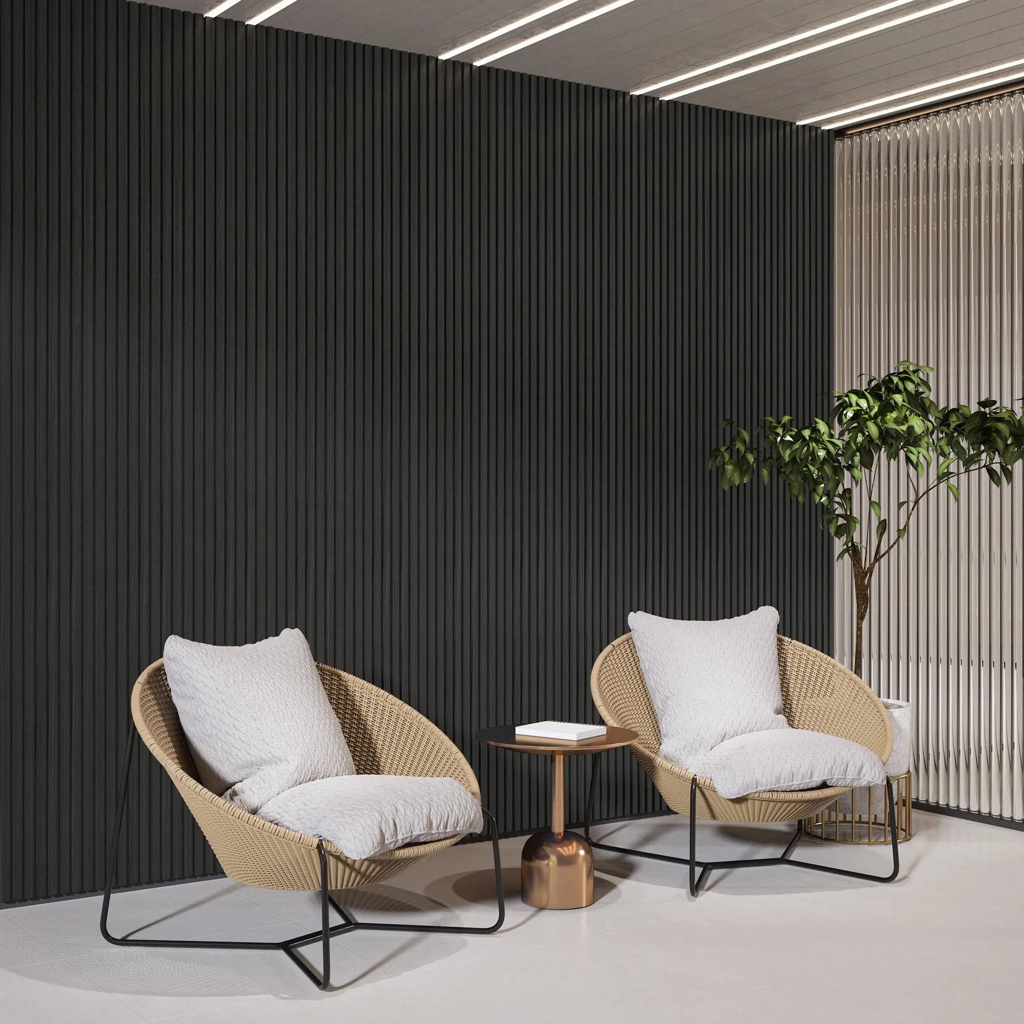 【Pre Order】Luxury Black Acoustic Soild Wood Wall Panels ( 2 Panels Per Box） 