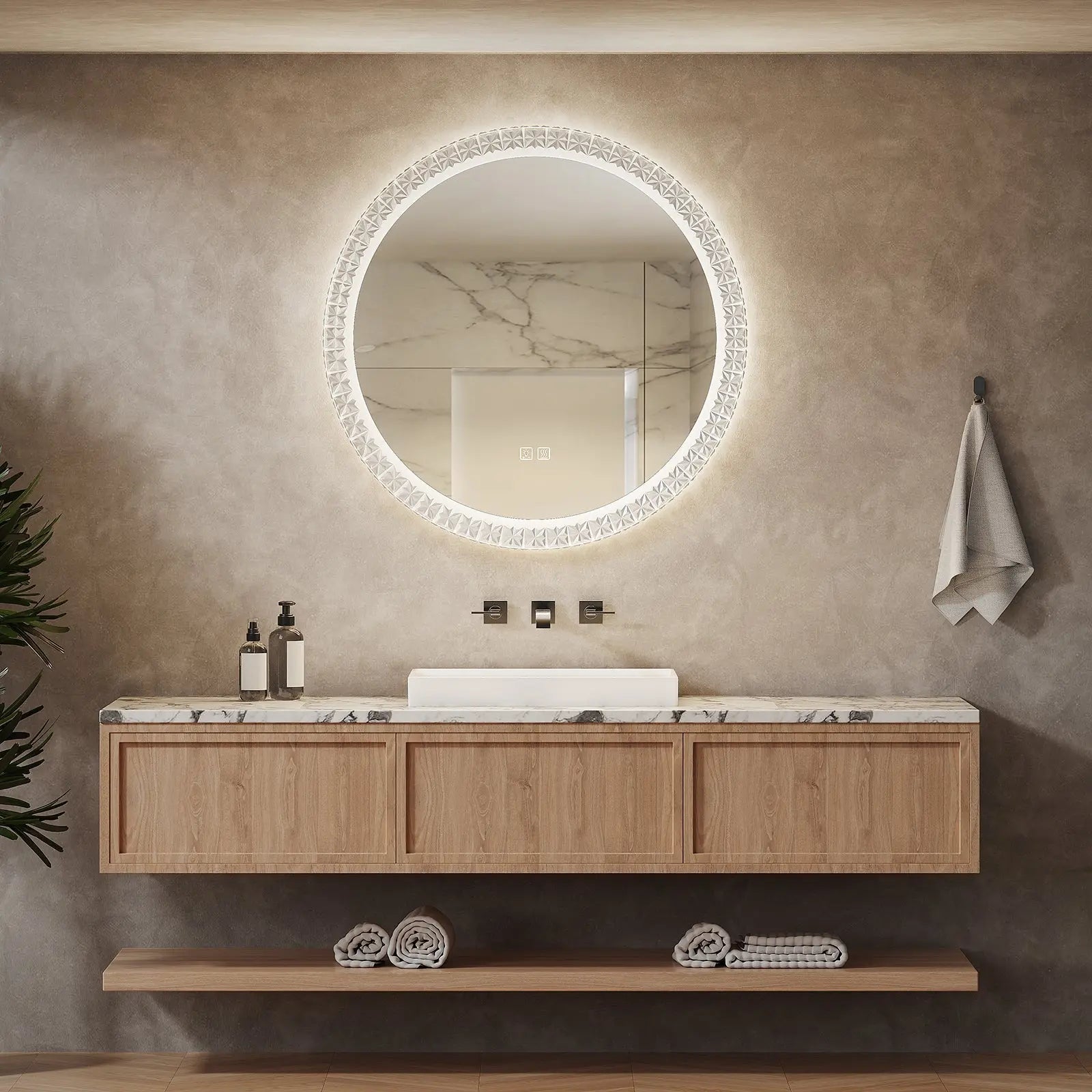 Round Acrylic LED Bathroom Mirror 