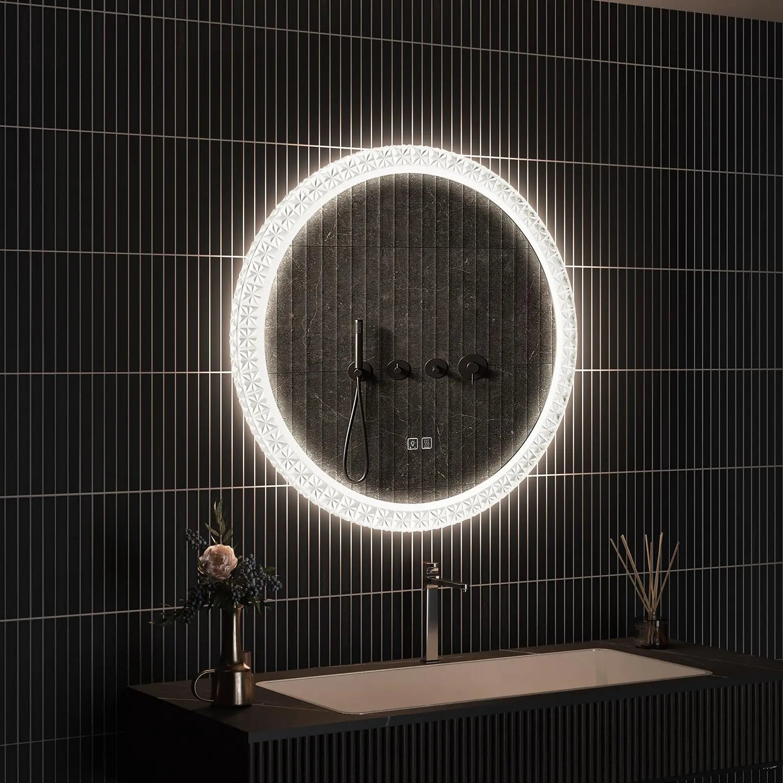 Round Acrylic LED Bathroom Mirror 