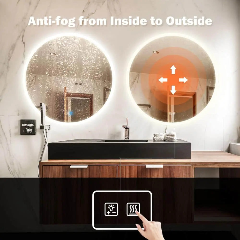 Round LED BATHROOMS Vanity  Mirrors With Dimmable Lights 