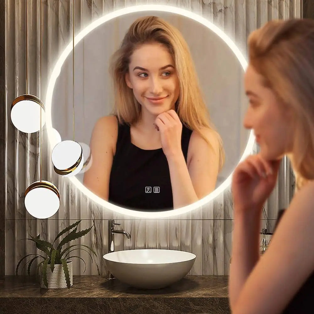 Round LED BATHROOMS Vanity  Mirrors With Dimmable Lights 