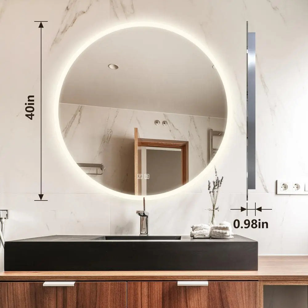 Round LED BATHROOMS Vanity  Mirrors With Dimmable Lights 