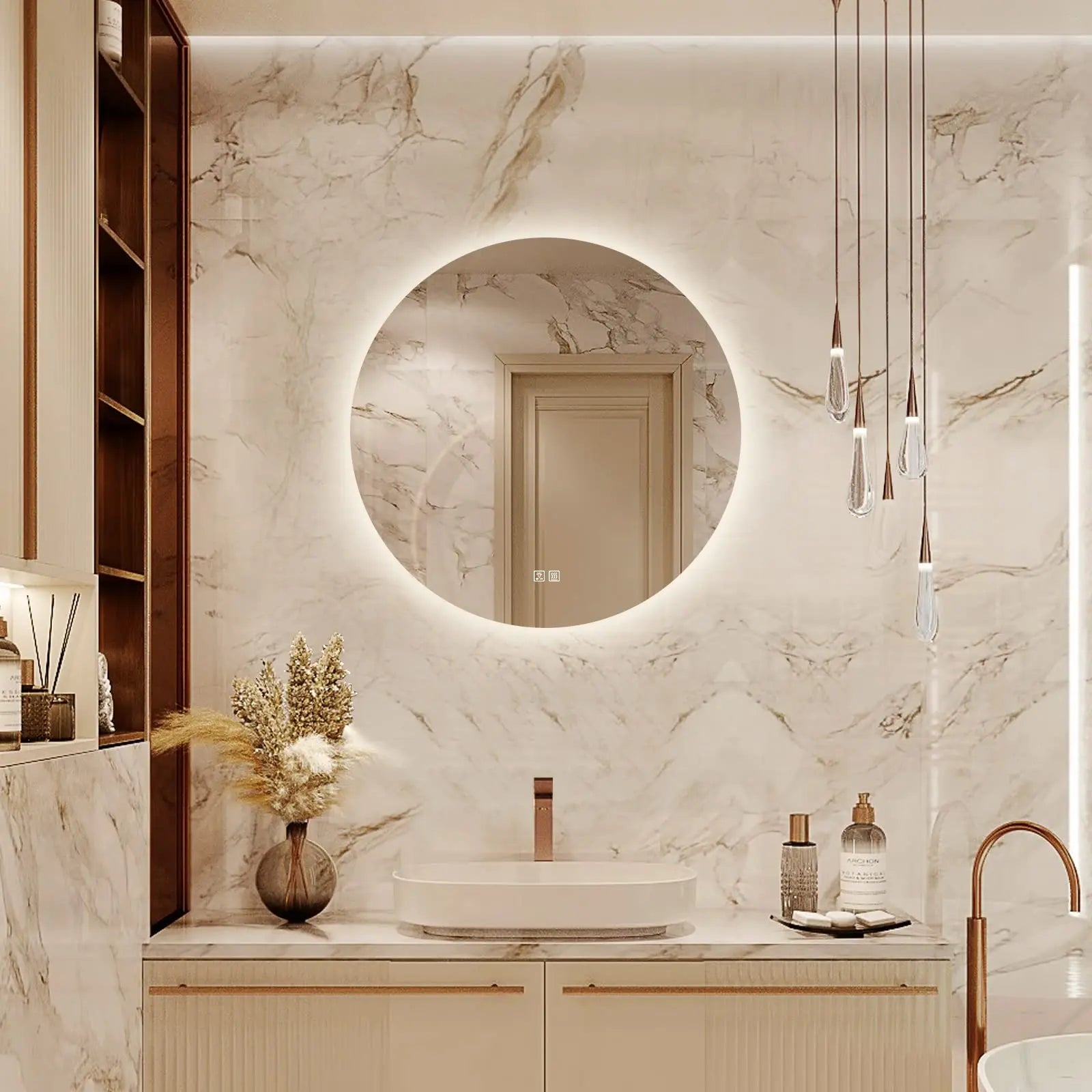 Round LED BATHROOMS Vanity  Mirrors With Dimmable Lights 