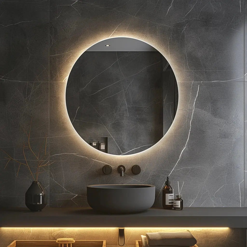 Round LED BATHROOMS Vanity  Mirrors With Dimmable Lights 