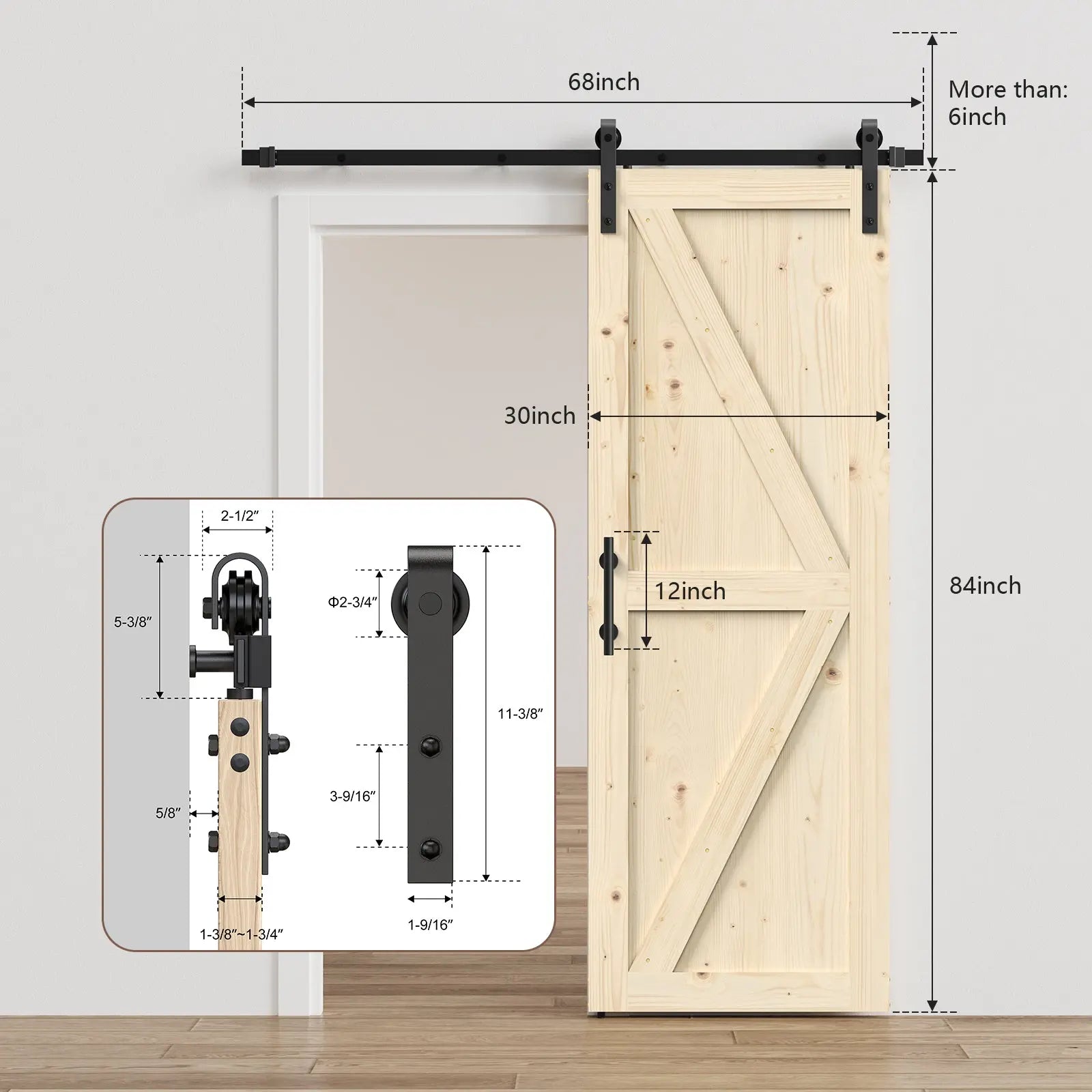 Solid Pine Barn Doors with Barn Door Track Kit 