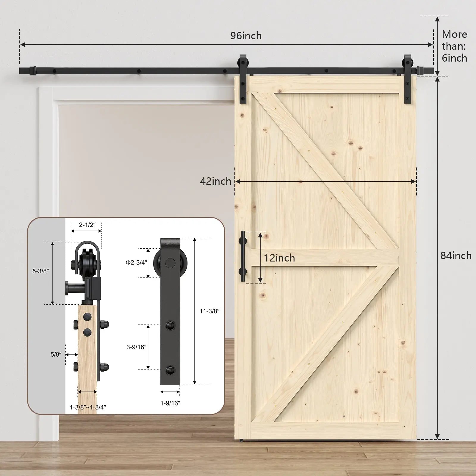 Solid Pine Barn Doors with Barn Door Track Kit 