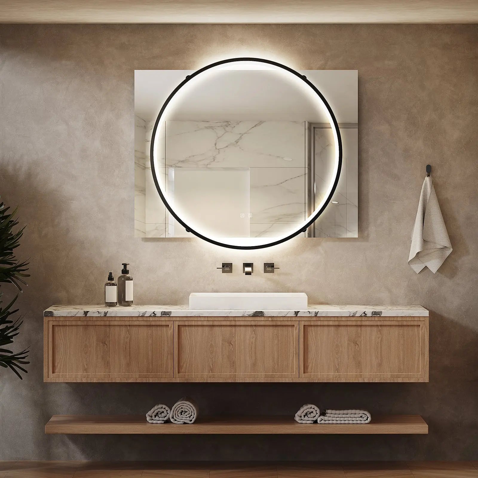 Square & Round Integrated LED Bathroom Mirror 