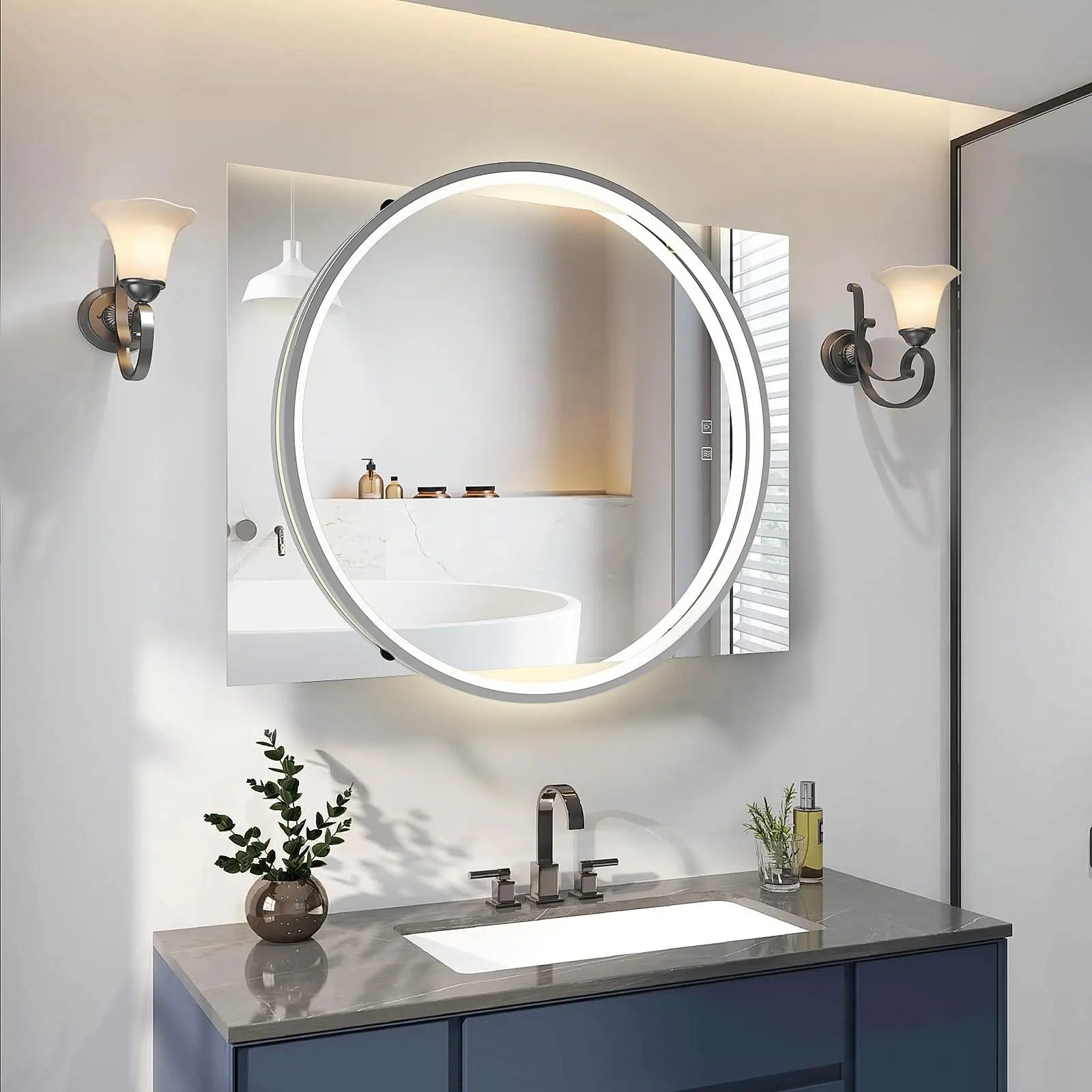 Square & Round Integrated LED Bathroom Mirror 