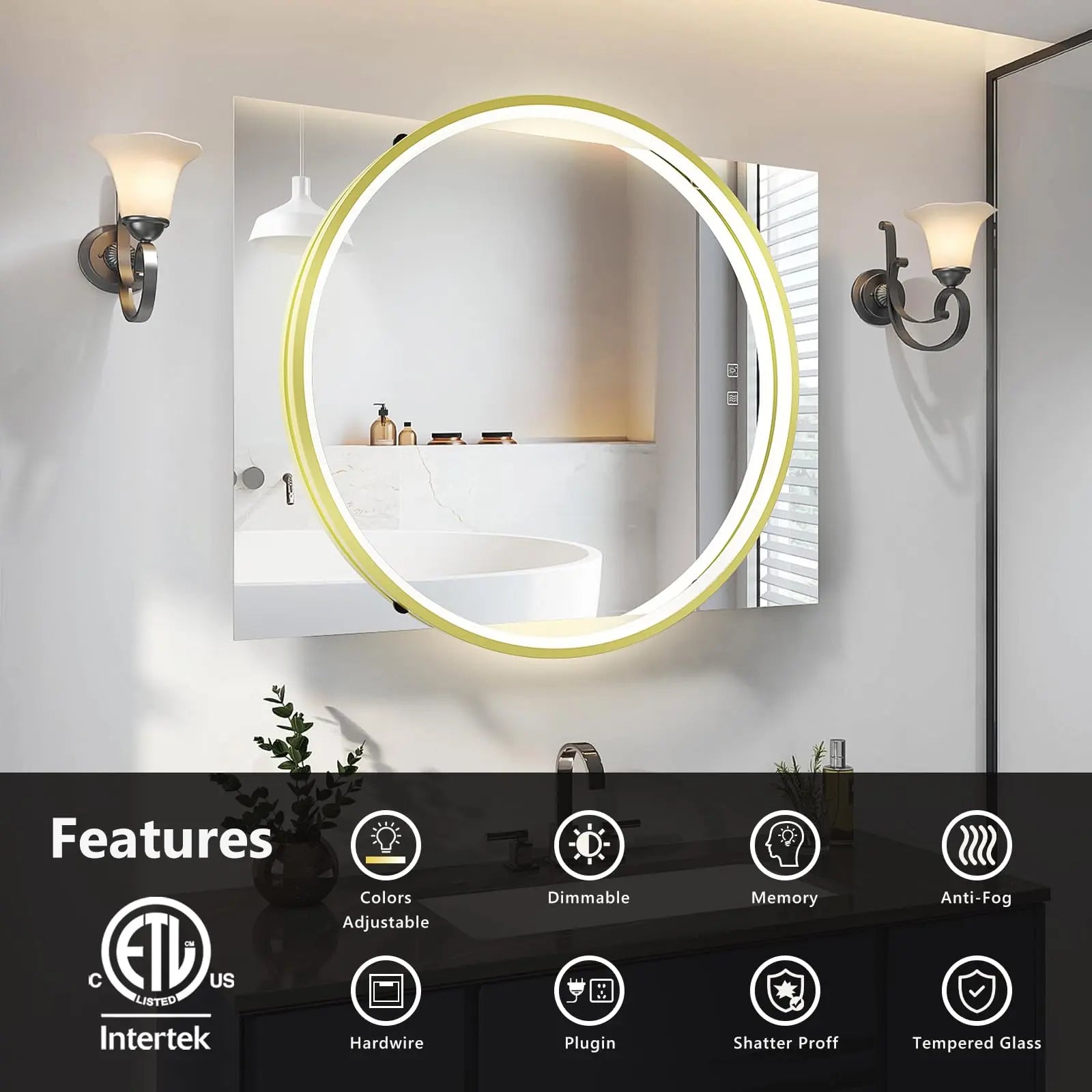 Square & Round Integrated LED Bathroom Mirror 