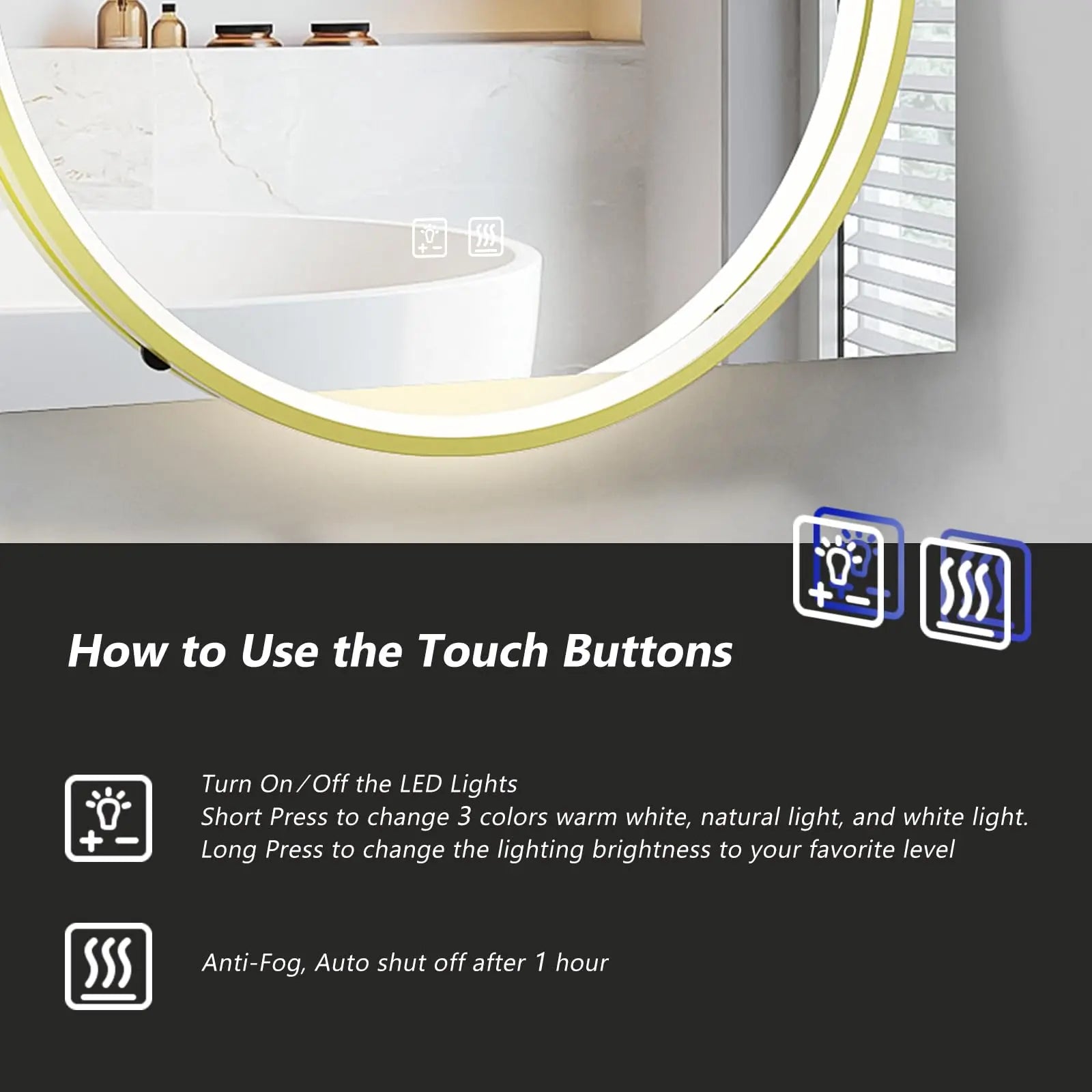 Square & Round Integrated LED Bathroom Mirror 