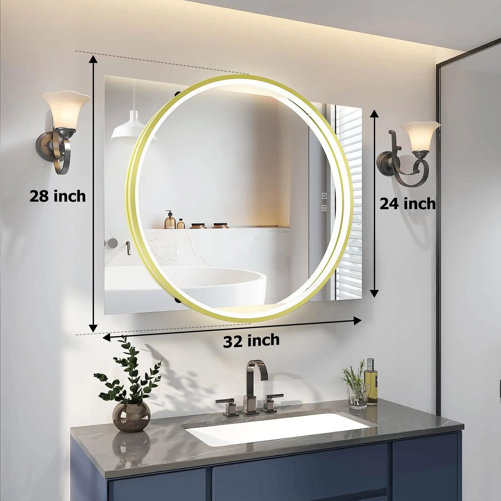 Square & Round Integrated LED Bathroom Mirror 