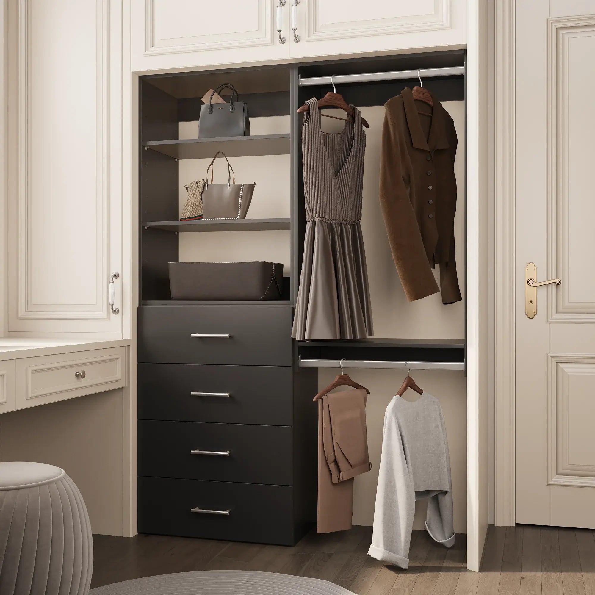 White CLoset System With Drawers 