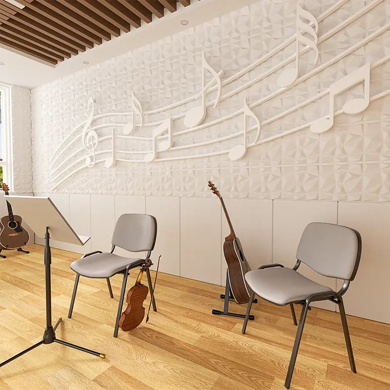 White Diamond Textured PVC Wall Panels Tiles Cover 32 Sq Ft 