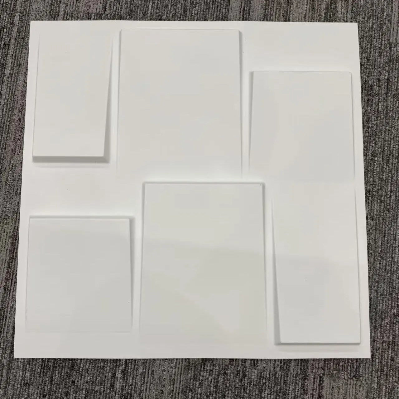 White Squares Textured PVC Wall Panels Tiles Cover 32 Sq Ft 