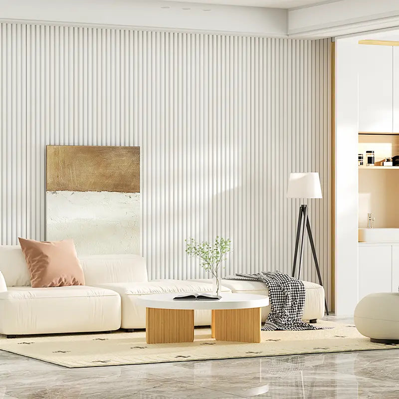 White Textured PVC Slat Wall Panels Tiles Cover 32 Sq Ft 