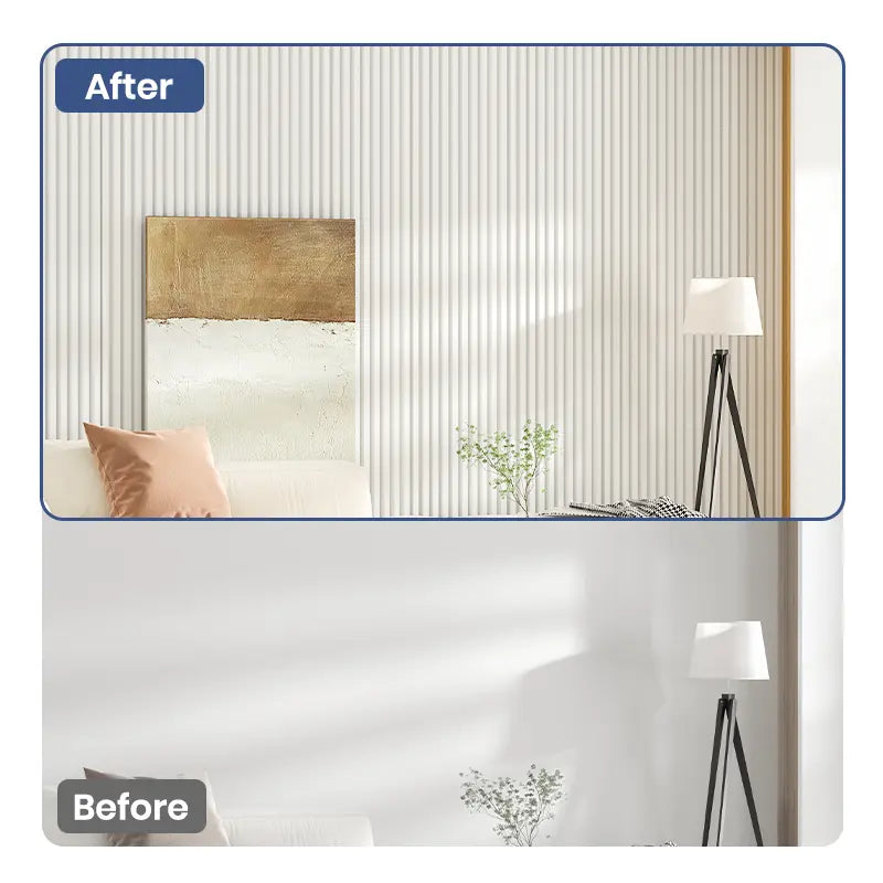 White Textured PVC Slat Wall Panels Tiles Cover 32 Sq Ft 