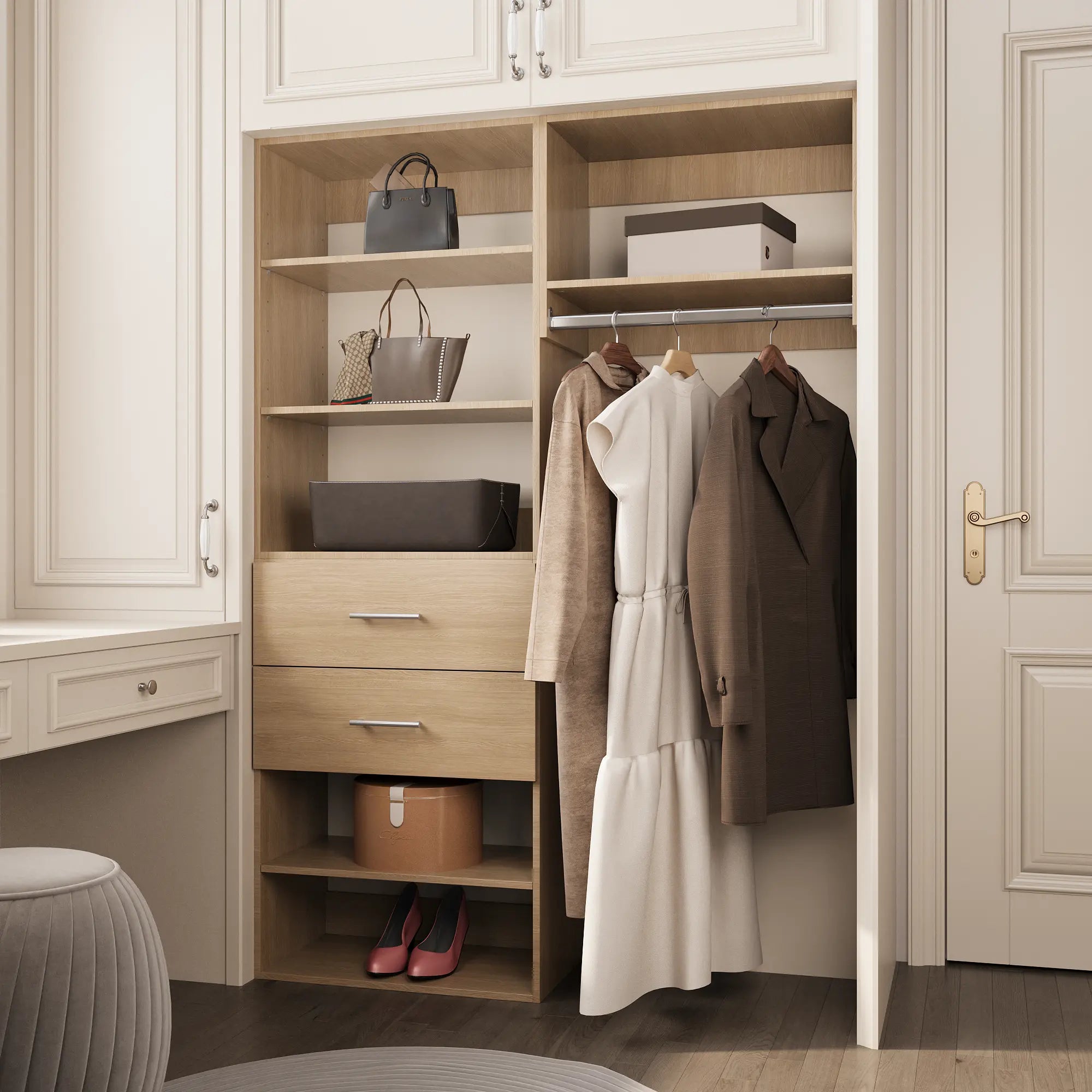 YChoiceMe Solid Wood Closet Organizer System 