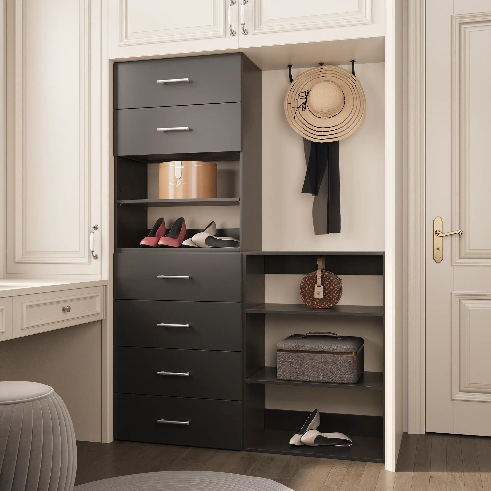 YChoiceMe Two-Piece Storage Cabinet With Drawers 