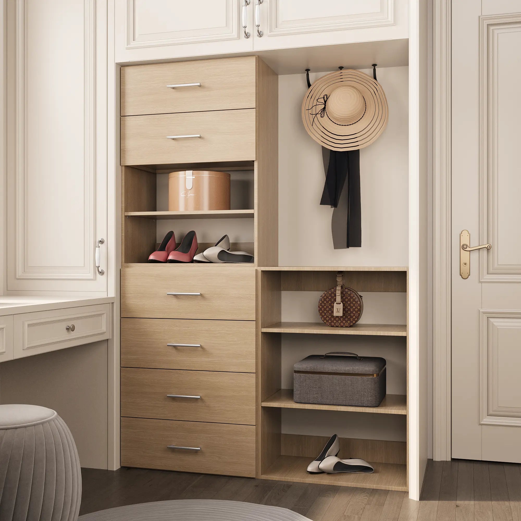 YChoiceMe Two-Piece Storage Cabinet With Drawers 